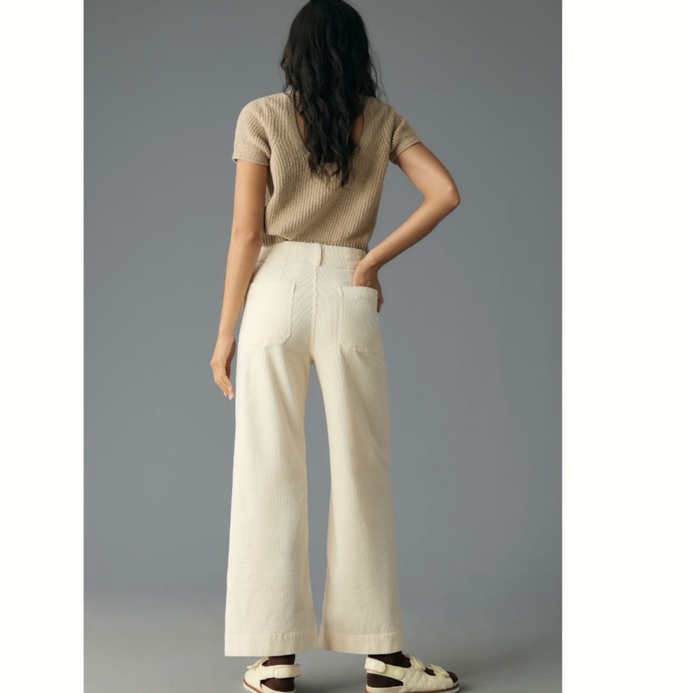 NWT Anthropologie Maeve The Colette Cropped Wide-Leg Corduroy Pants - Picture 5 of 16